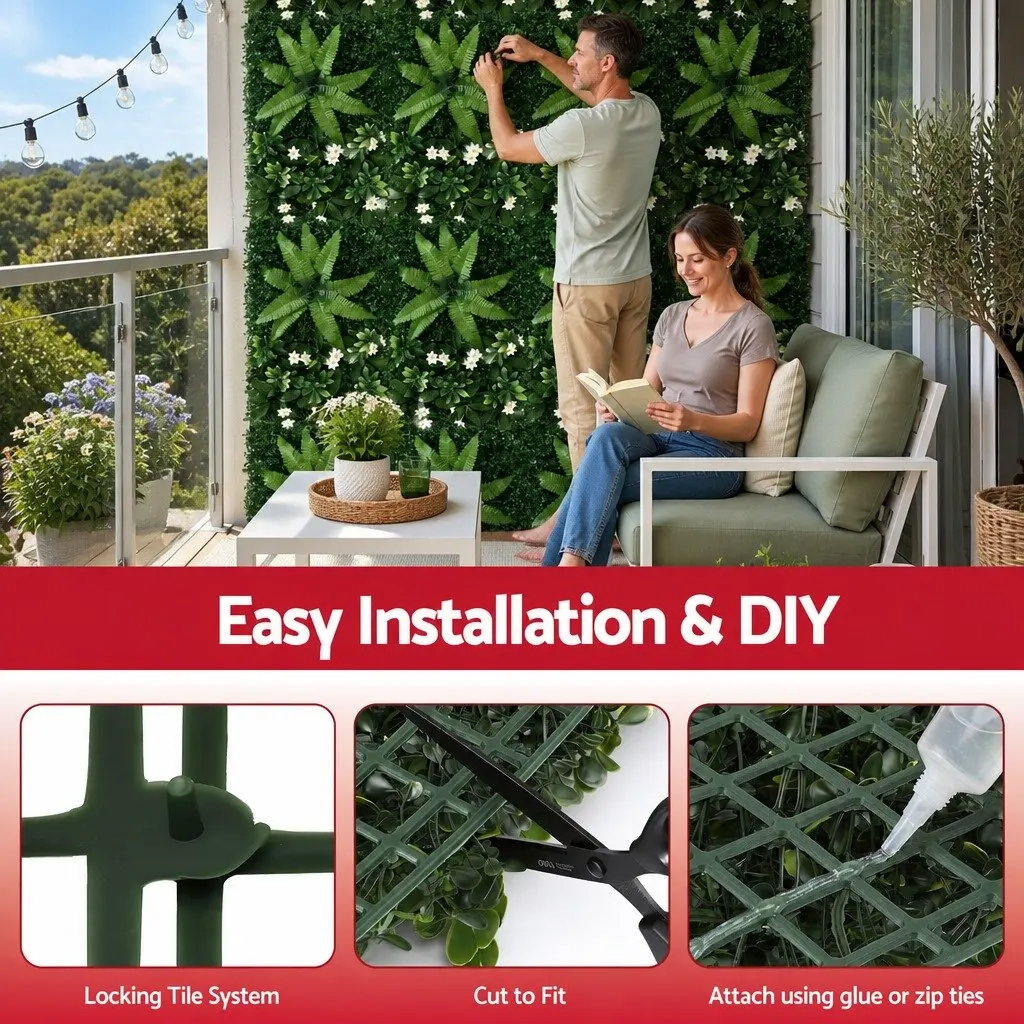 Artificial Plant Wall Panels 40X60CM Boxwood Greenery Backdrop Indoor Outdoor