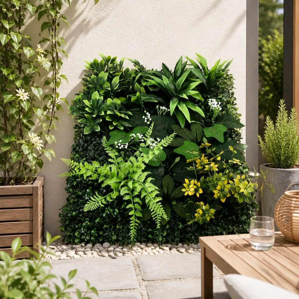 Artificial Plant Wall Panel 40x60cm UV-Resistant Greenery Backdrop Decor Indoor Outdoor