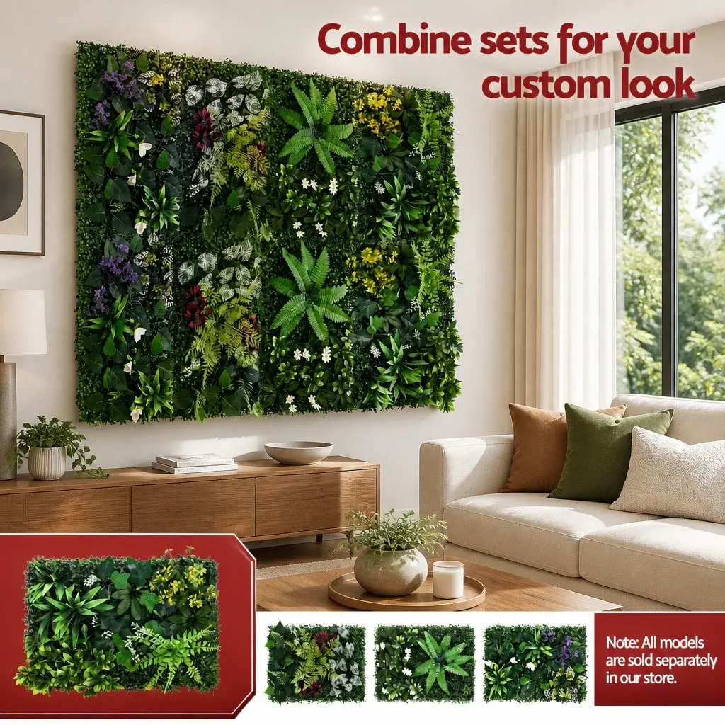 Artificial Plant Wall Panel 40x60cm UV-Resistant Greenery Backdrop Decor Indoor Outdoor