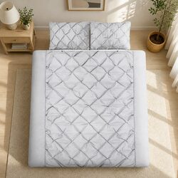 Elevate Your Bedroom with a Grey Diamond Pintuck Quilt Set
