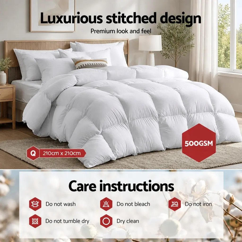 Duck Feather Down Quilt Queen Size Baffle Box Construction Winter Bedding White