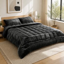 Elevate Your Space with Charcoal Faux Mink Quilt