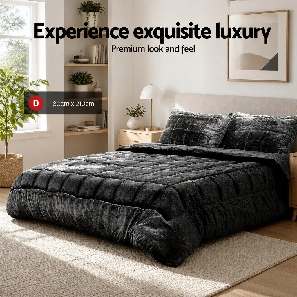 Charcoal Faux Mink Quilt