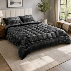 Elevate Your Space with Charcoal Faux Mink King Quilt