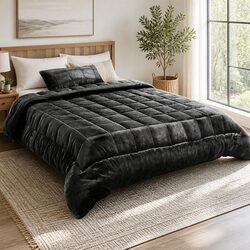 Single Bed Faux Mink Quilt in Charcoal - Cozy and Stylish