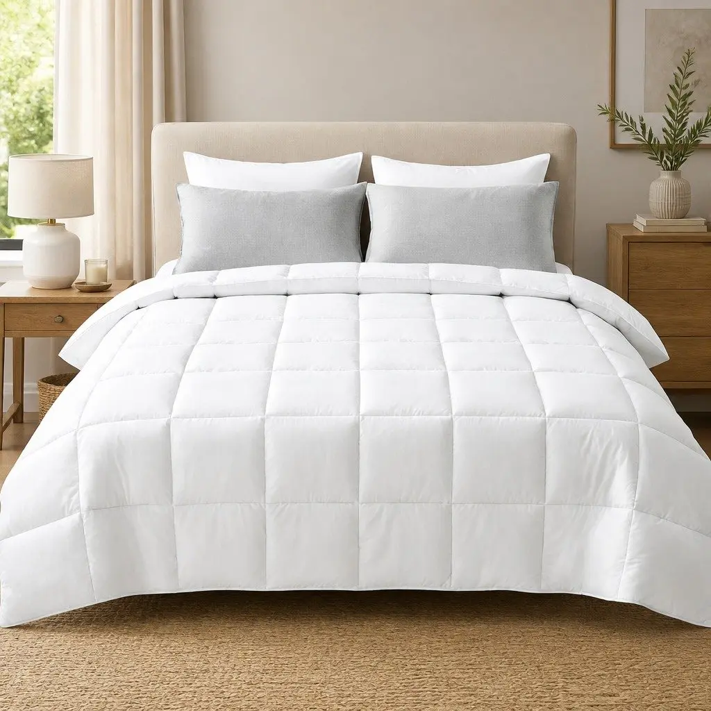 Super King All Season Duvet Microfibre Quilt 400GSM Baffle Box White