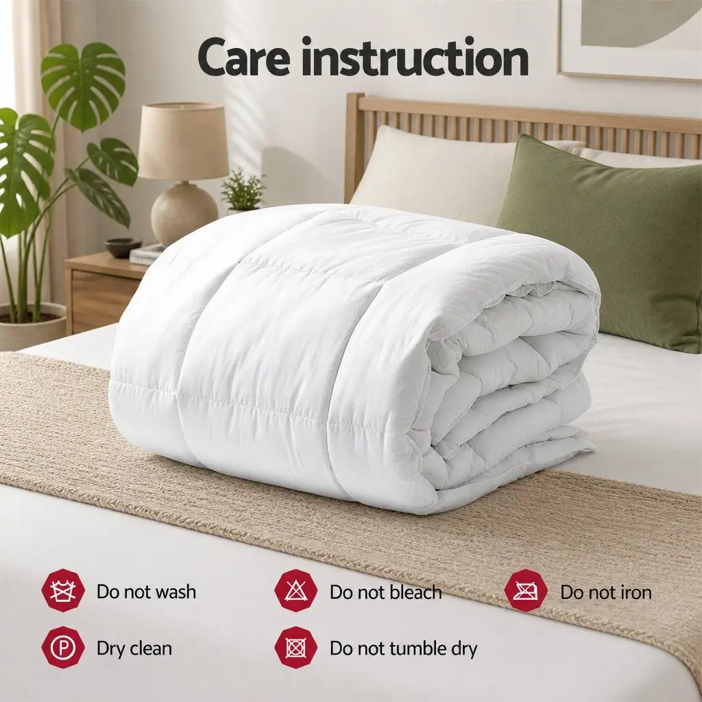 Wool Quilt King Size 500GSM Winter Doona Baffle Box Construction Cotton Cover