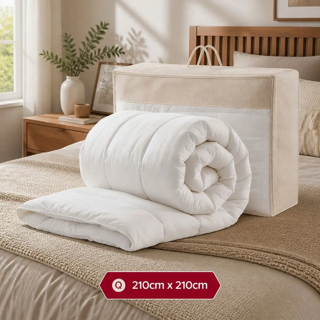 Wool Quilt Queen 800GSM Winter Doona Baffle Box Construction Extra Thick Bedding