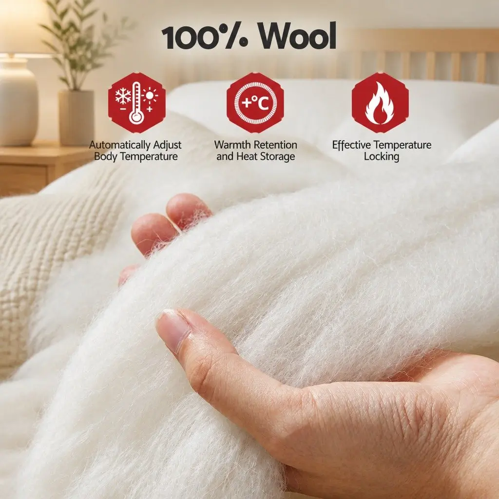 Wool Quilt Queen 800GSM Winter Doona Baffle Box Construction Extra Thick Bedding