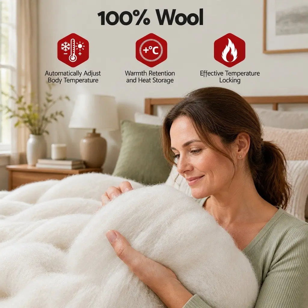Super King Wool Quilt 800GSM Winter Baffle Box Construction Cotton Cover