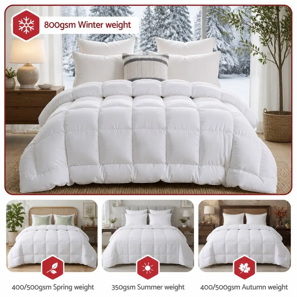 Super King Wool Quilt 800GSM Winter Baffle Box Construction Cotton Cover