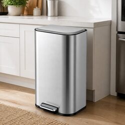 Pedal Bin 40L Steel Kitchen Trash Can Soft Close Lid Removable Bucket Garbage