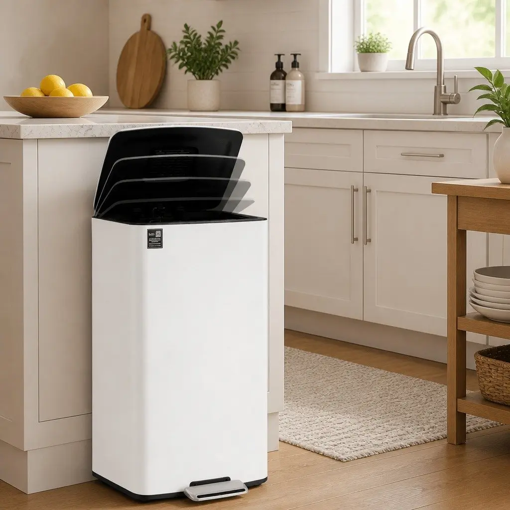 Pedal Bins 40L Rubbish Waste Kitchen Trash Can Hands-Free Soft-Closing Dustbin