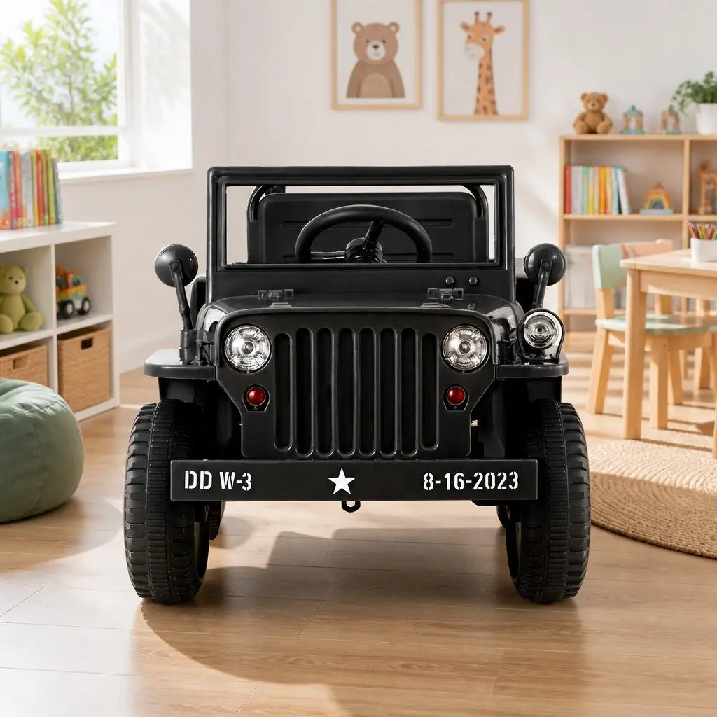 Kids Ride On Car 12V Black Off-Road Jeep with Remote Control and Keyless Start