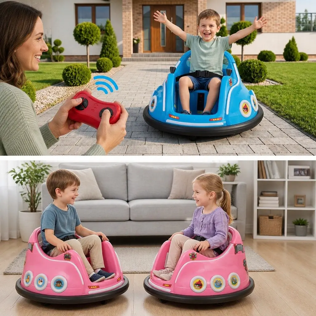 Kids Ride On Bumper Car Electric Toy 360 Degree Rotation with Remote Control and Joystick