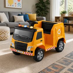 12V Electric Ride On Garbage Truck for Kids – Yellow