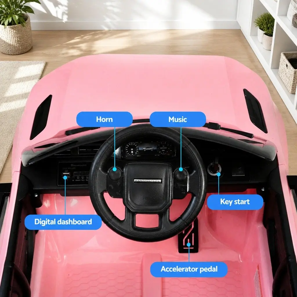 Kids Electric Ride On Car 12V Pink Remote Control Vehicle with Twin Motors and Safety Seat Belt