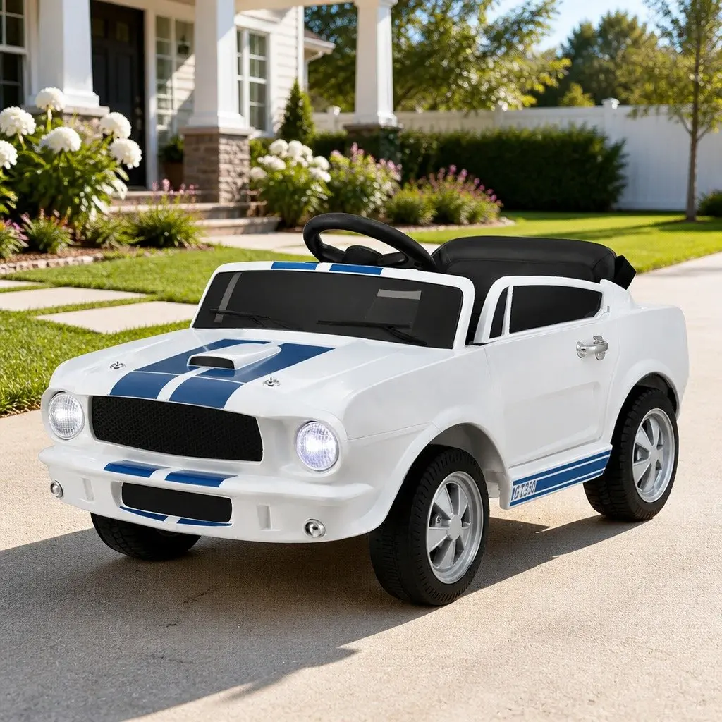 Kids Electric Ride On Car White Adjustable Safety Seat Belt Remote Control