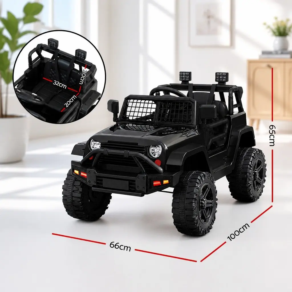 Kids Electric Ride On Jeep Car 12V Black Remote Control with Safety Seat Belt and Twin Motors