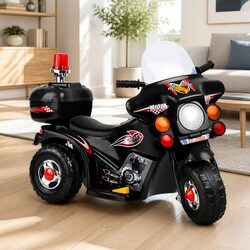 Kids Electric Ride On Police Motorcycle 6V Battery Motorbike Toy Black