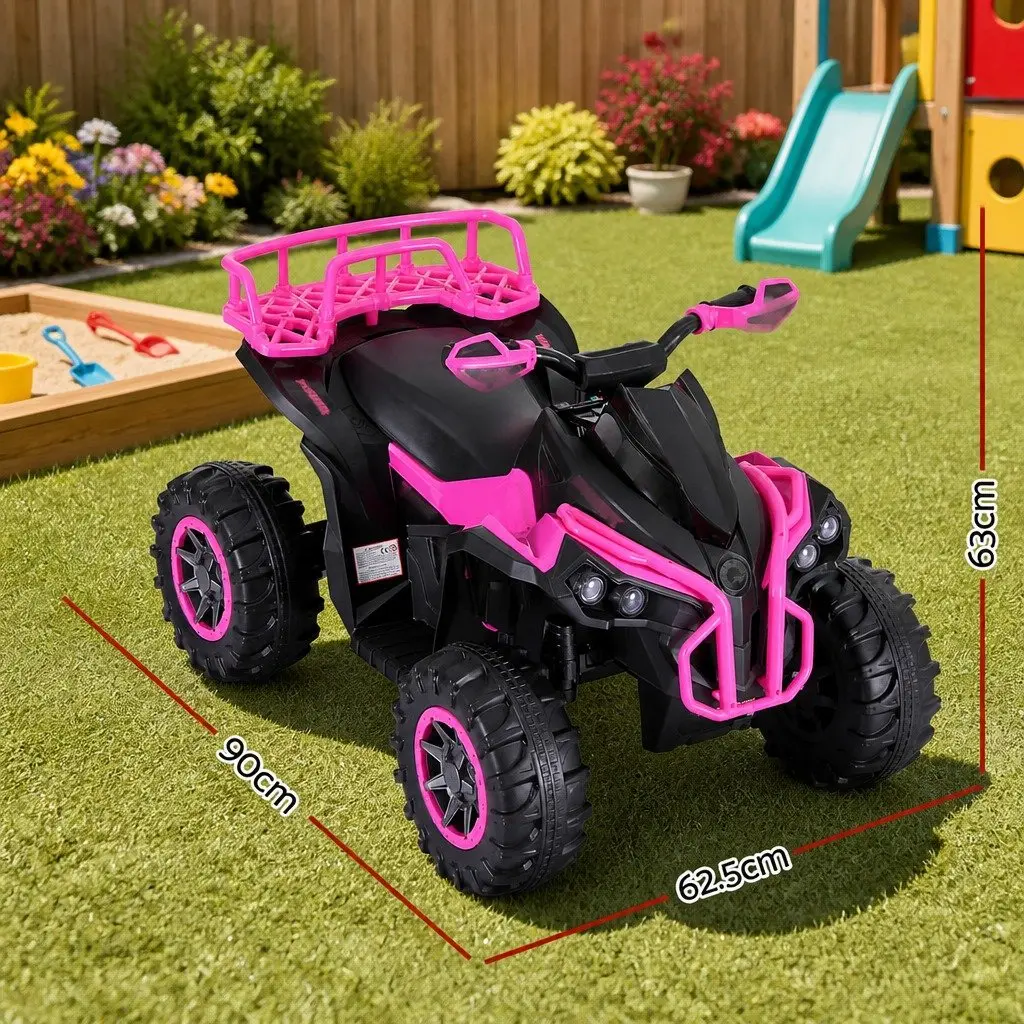 Kids Ride On ATV Quad 12V Pink Dual Motors Acceleration Pedal Control