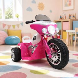 Child's Pink Electric Police Motorcycle for Active Play