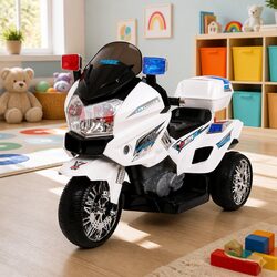 Kids Electric Ride On Police Car 6V Battery Operated Toy with Horn Music Lights