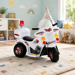 White Electric Police Motorcycle for Kids' Adventures