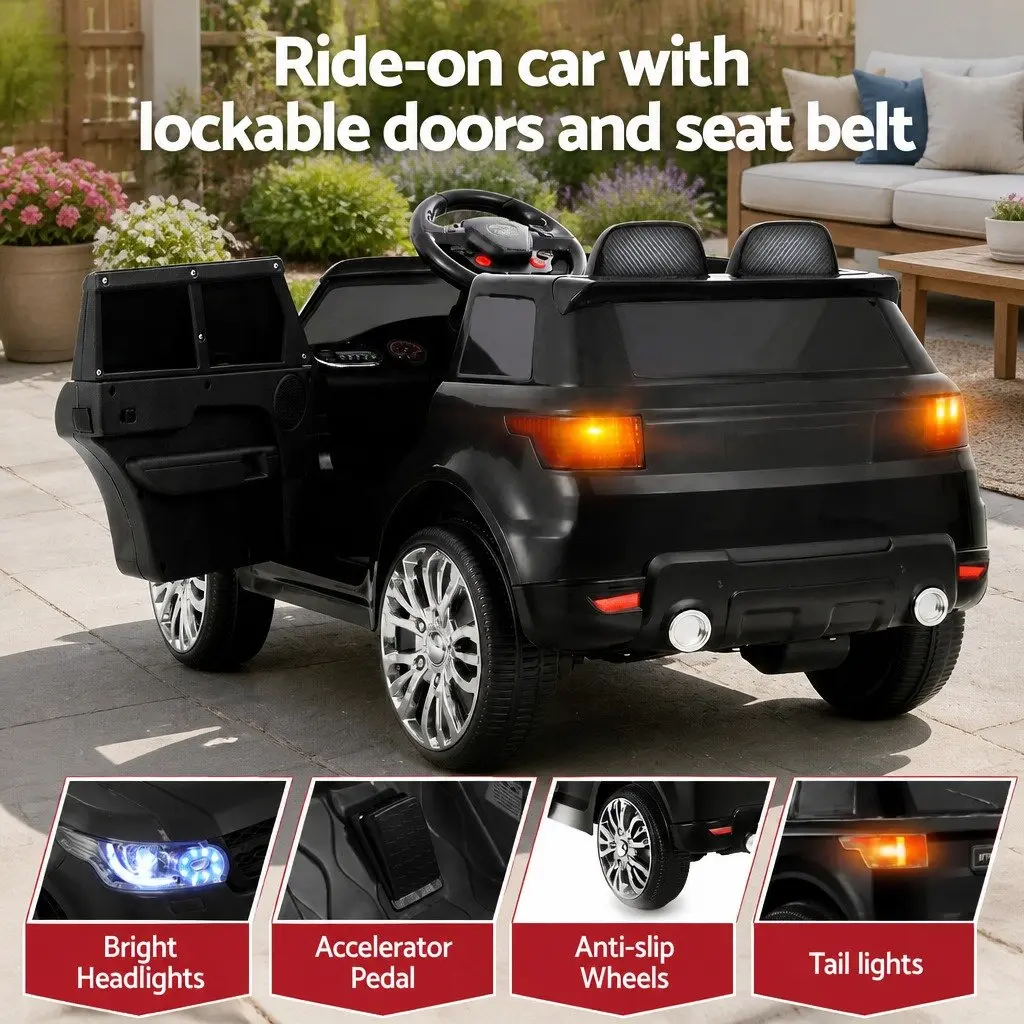 Kids Electric Ride On Car Black Pink Remote Control SUV with Keyless Start and Adjustable Seat Belt