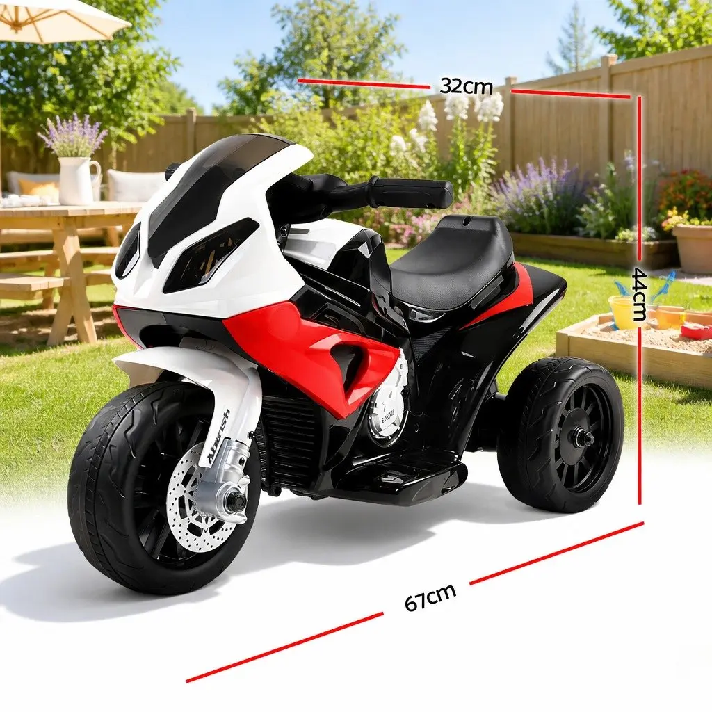 Kids Electric Ride On Motorcycle 6V Battery Powered Red with Acceleration Pedal Control and Anti-slip Tyres