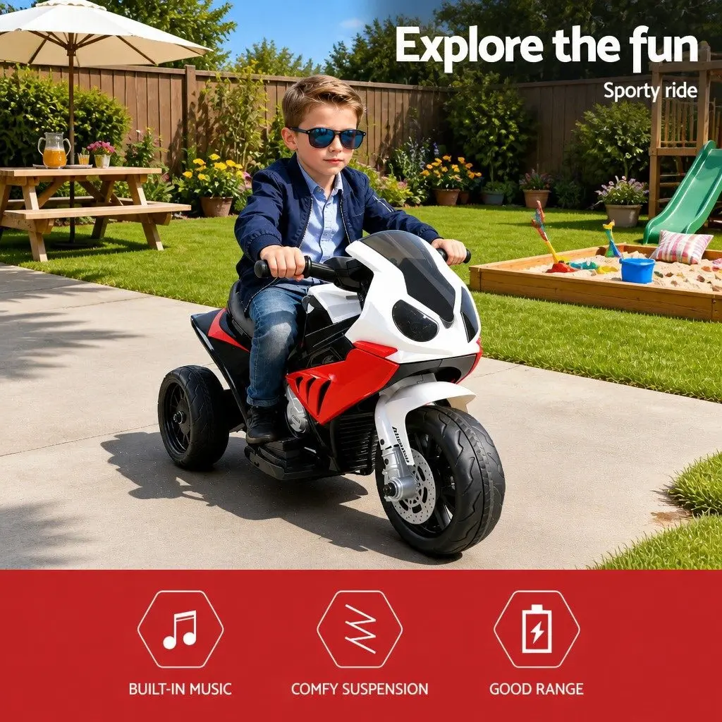 Kids Electric Ride On Motorcycle 6V Battery Powered Red with Acceleration Pedal Control and Anti-slip Tyres