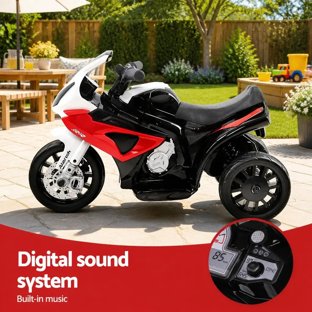 Kids Electric Ride On Motorcycle 6V Battery Powered Red with Acceleration Pedal Control and Anti-slip Tyres