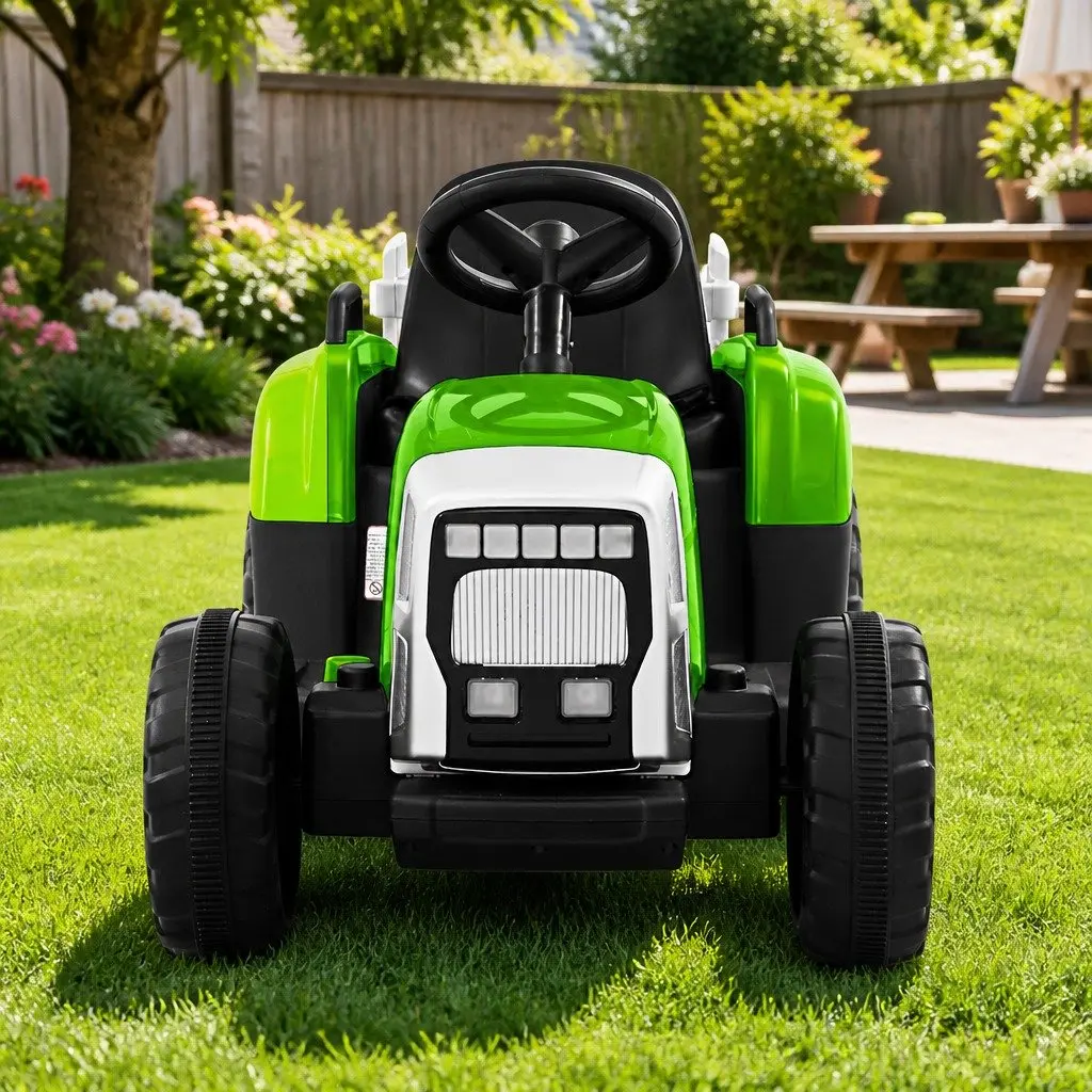 Kids Ride On Tractor 12V Electric Car with Detachable Trailer and Headlights