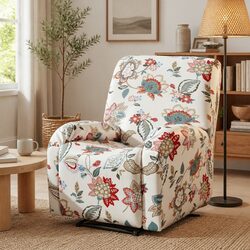Recliner Chair Slipcover 4-Piece Set Pink Floral Printed Stretch Armchair Cover