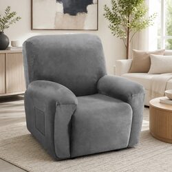 Single-Seater Recliner Cover in Stylish Grey Velvet