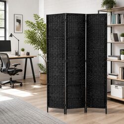 3 Panel Room Divider Screen 123x170cm Hand-Woven Rolled Paper Foldable Partition