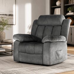 Electric Massage Recliner Chair Velvet Lounge Heated Footrest Remote Control