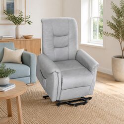 Recliner Chair Lift Assist Grey Remote Control Reclining Elderly Disabled
