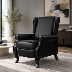 Stylish Recliner Armchair: Black Faux Leather & Adjustable Features