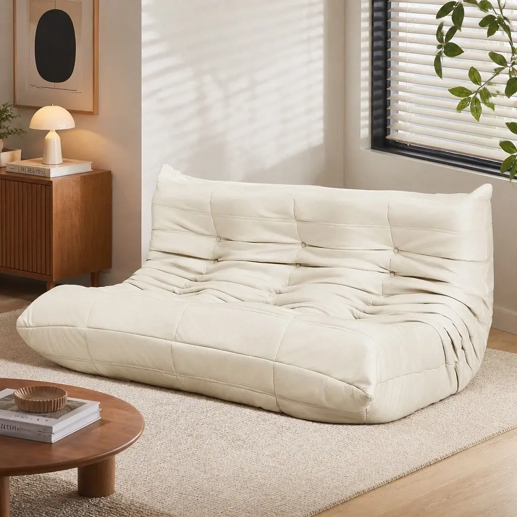 3 Seater Floor Sofa Caterpillar Lounge Microfibre Foam Living Room Couch