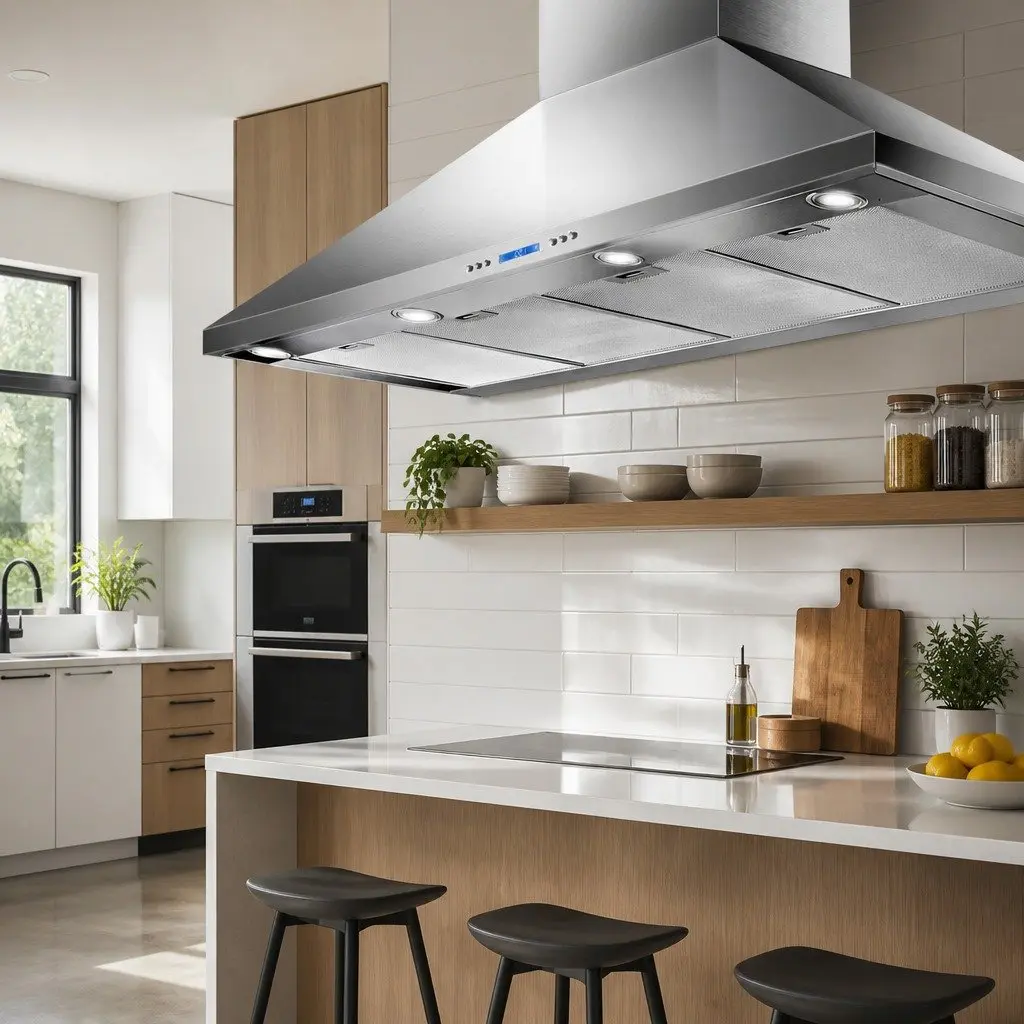 Commercial Kitchen Extractor 1500mm Wall Mount Range Hood Silver High Extraction Power 3000m3/hr