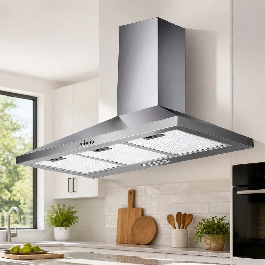 900mm Wall Mounted Stainless Steel Range Hood with 3-Speed Extraction and LED Lighting