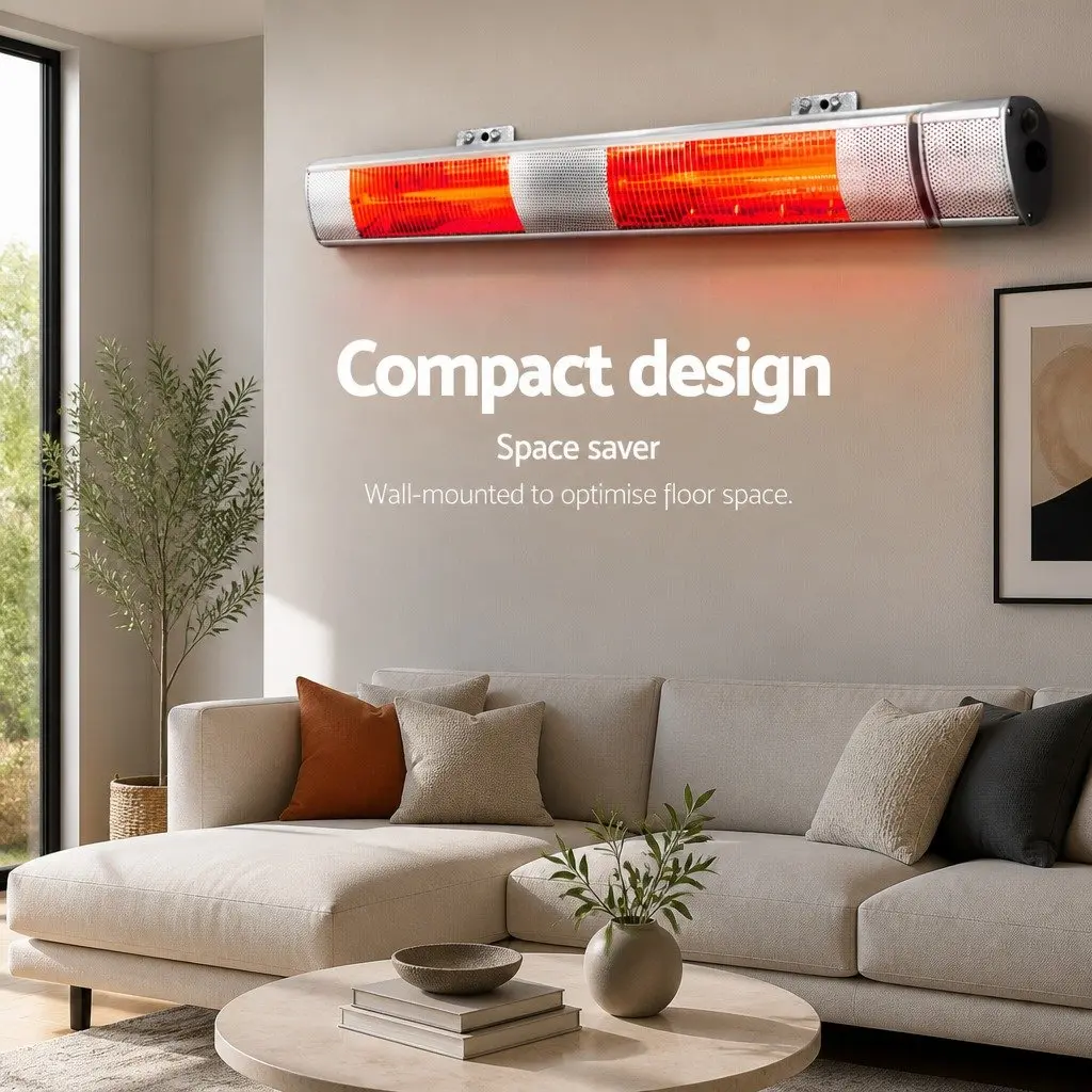 Electric Strip Heater 3000W Infrared Radiant Heating System Wall Mount Remote Control