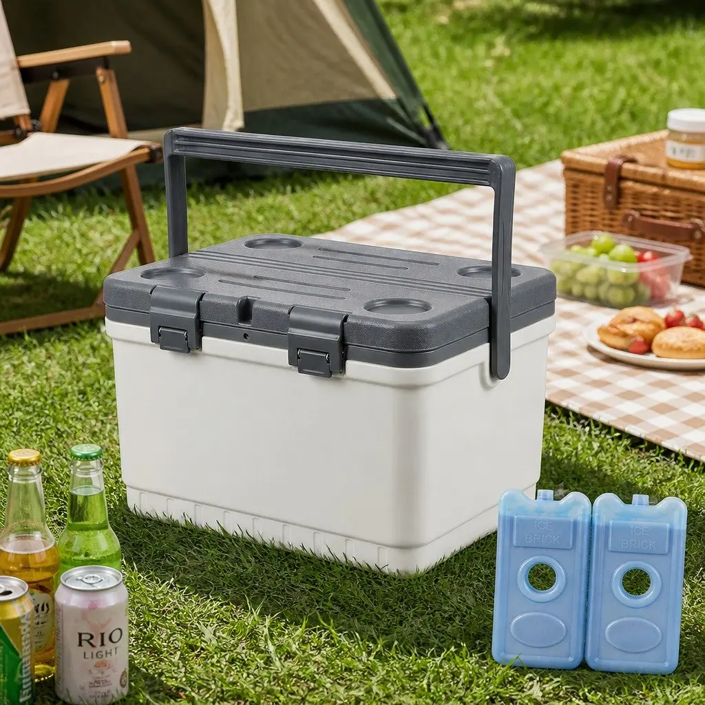 22L Insulated Cooler Box Portable Leakproof Ice Chest for Camping Hiking Outdoor Food Storage