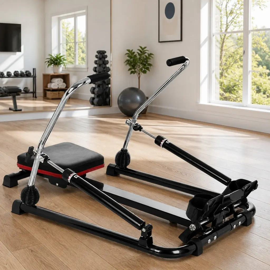 Rowing Machine Hydraulic 12 Levels Adjustable Resistance Home Gym Cardio Fitness Exercise