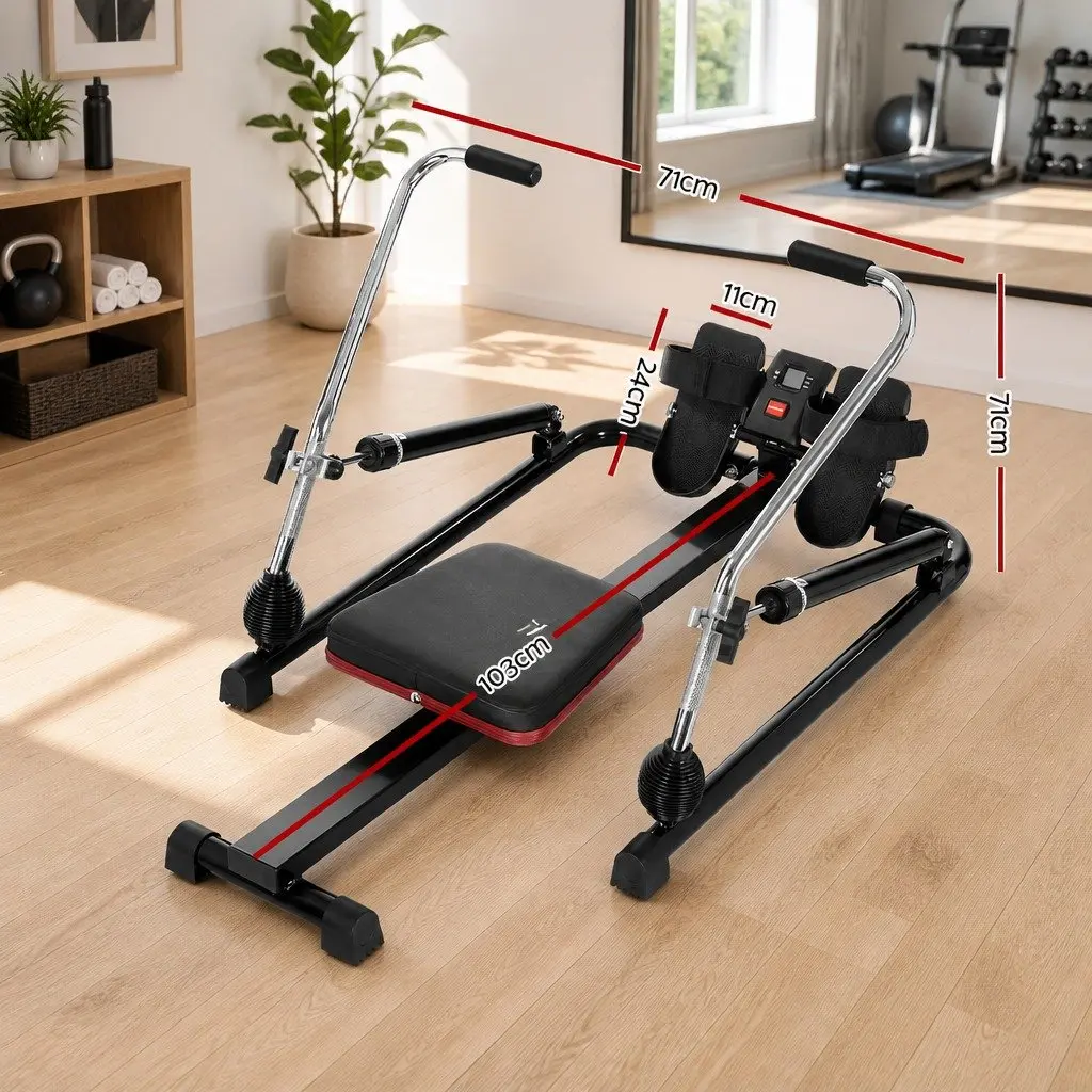 Rowing Machine Hydraulic 12 Levels Adjustable Resistance Home Gym Cardio Fitness Exercise