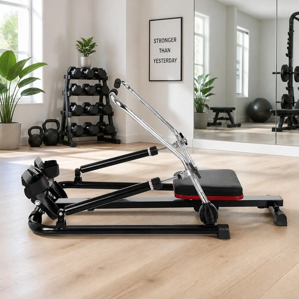 Rowing Machine Hydraulic 12 Levels Adjustable Resistance Home Gym Cardio Fitness Exercise