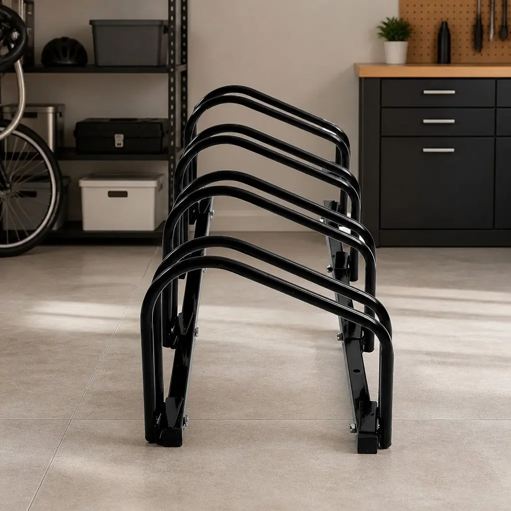 Bike Stand 4 Bike Capacity Floor Parking Rack Upright Storage Steel Construction