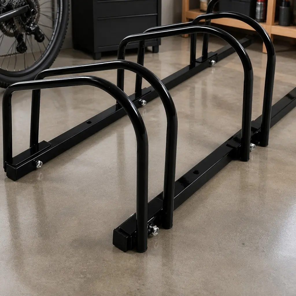 Bike Stand 4 Bike Capacity Floor Parking Rack Upright Storage Steel Construction