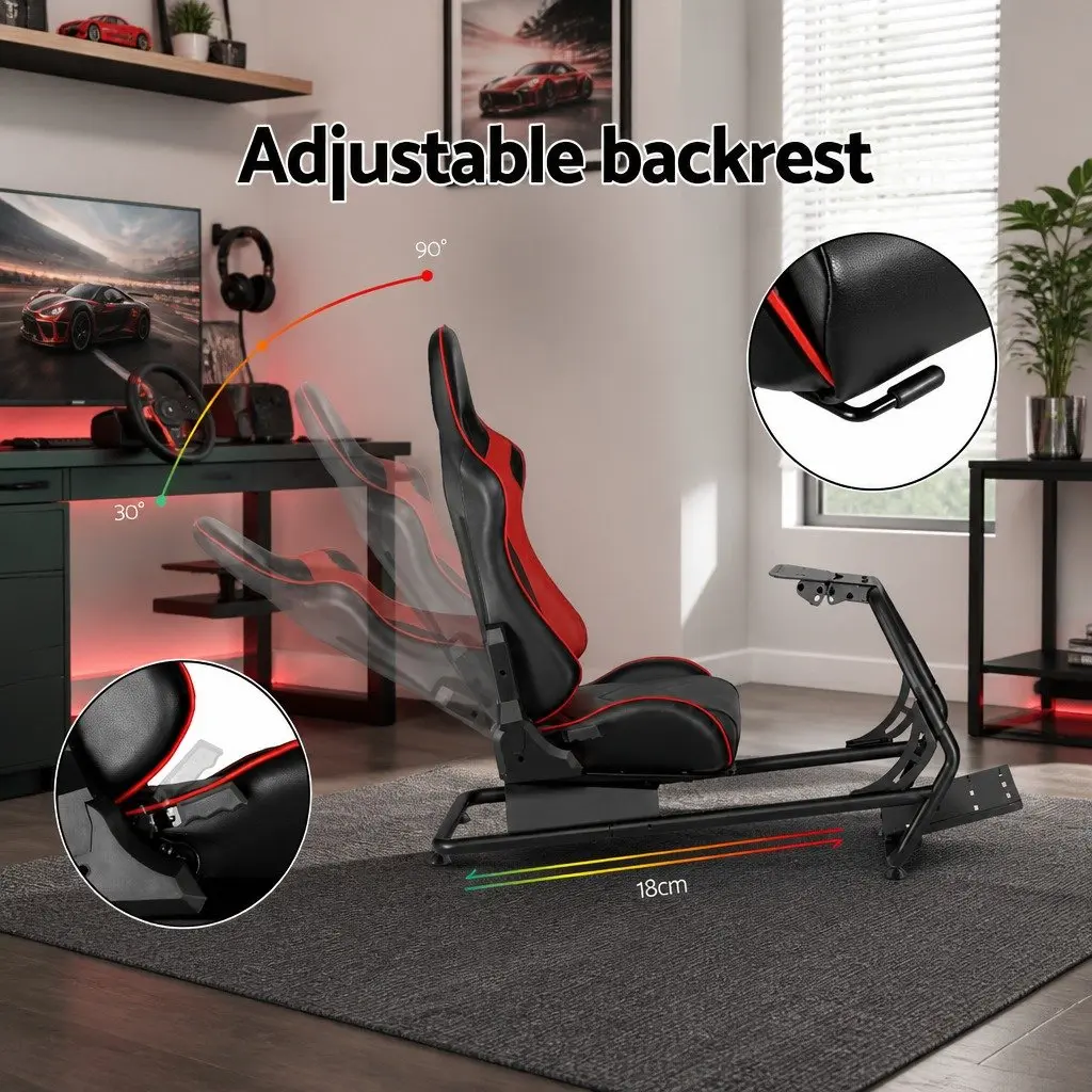 Racing Simulator Cockpit Gaming Chair Adjustable Backrest Steel Frame PVC Leather Seat
